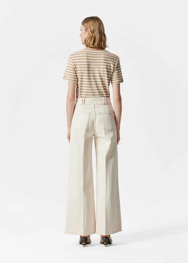 Women Tops and Tshirts and Other Stories LinenBlend TShirt Beigeandcream Stripes