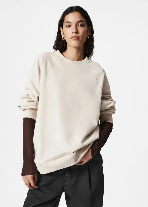 Women Tops and Tshirts and Other Stories Oversized Sweatshirt Ecru