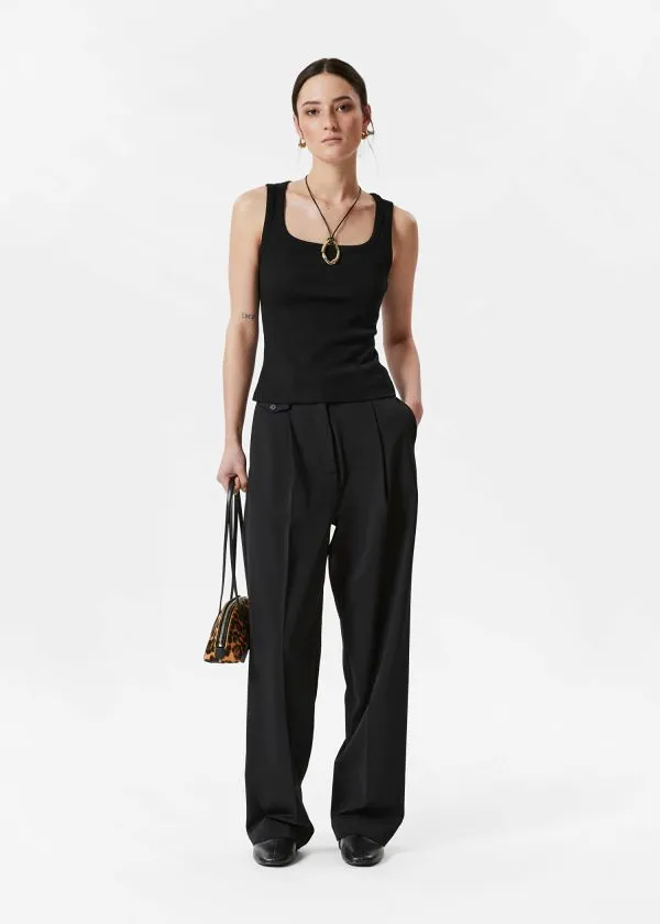 Women Tops and Tshirts and Other Stories Ribbed Tank Top Black