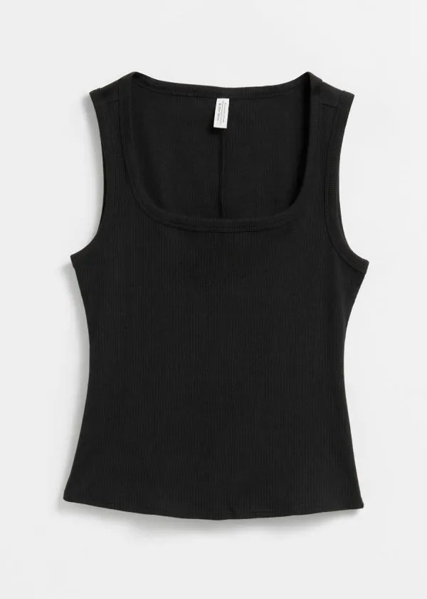 Women Tops and Tshirts and Other Stories Ribbed Tank Top Black