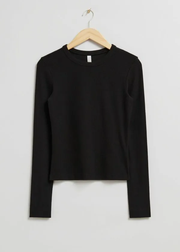 Women Tops and Tshirts and Other Stories Ribbed Top Black