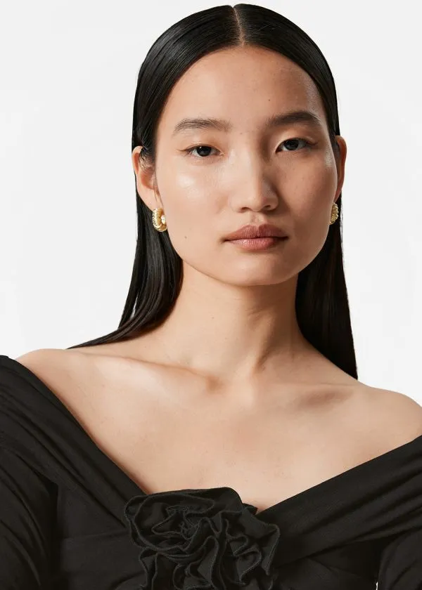 Women Tops and Tshirts and Other Stories Ruched OffShoulder Top Black