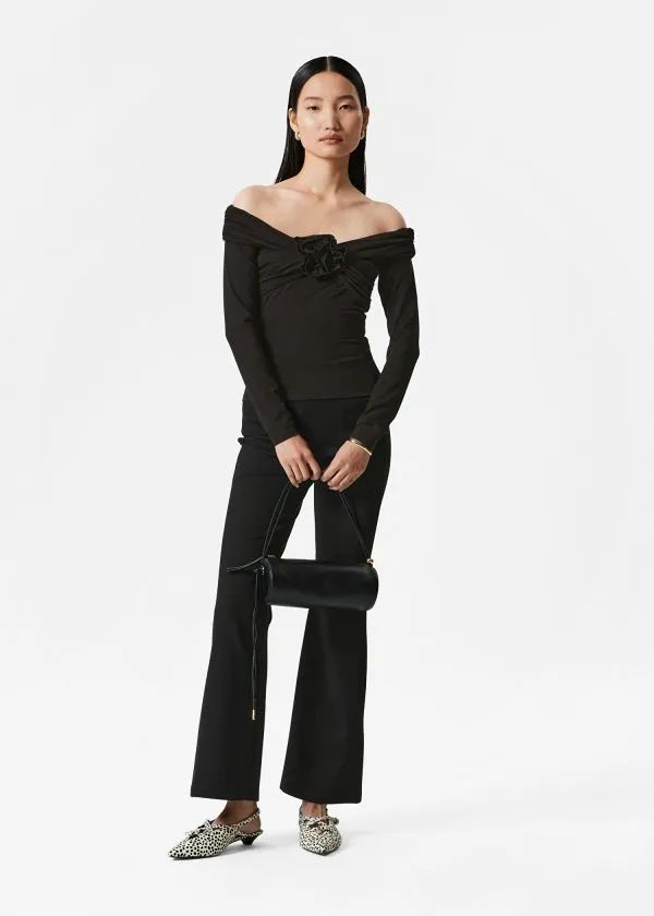 Women Tops and Tshirts and Other Stories Ruched OffShoulder Top Black