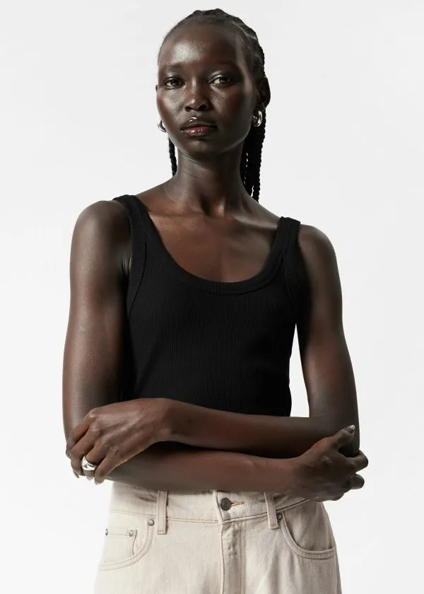 Women Tops and Tshirts and Other Stories ScoopNeck Tank Top Black