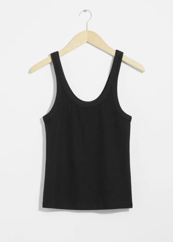 Women Tops and Tshirts and Other Stories ScoopNeck Tank Top Black