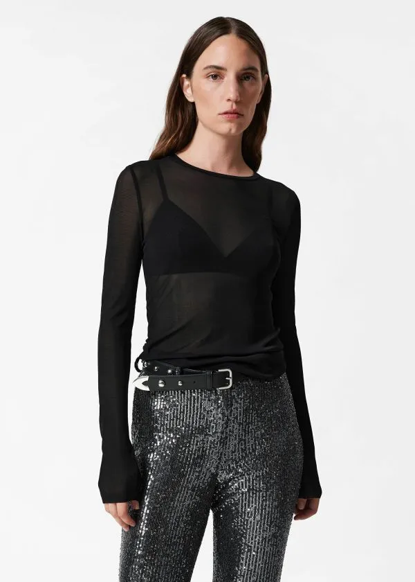 Women Tops and Tshirts and Other Stories Sheer Silk Top Black