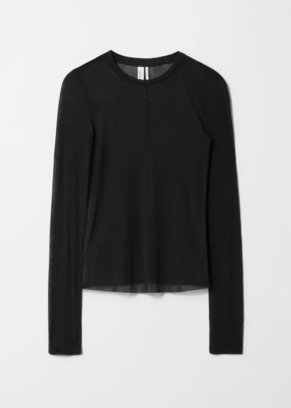 Women Tops and Tshirts and Other Stories Sheer Silk Top Black