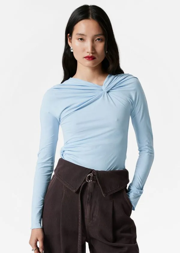 Women Tops and Tshirts and Other Stories Twisted Gathered Top Light Blue