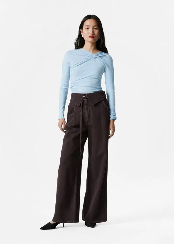 Women Tops and Tshirts and Other Stories Twisted Gathered Top Light Blue