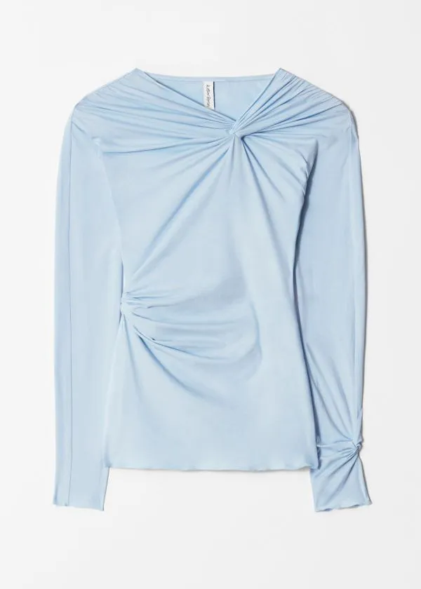 Women Tops and Tshirts and Other Stories Twisted Gathered Top Light Blue