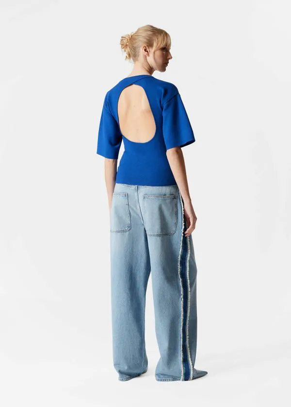 Women Tops and Tshirts and Other Stories WideSleeve OpenBack Top Blue