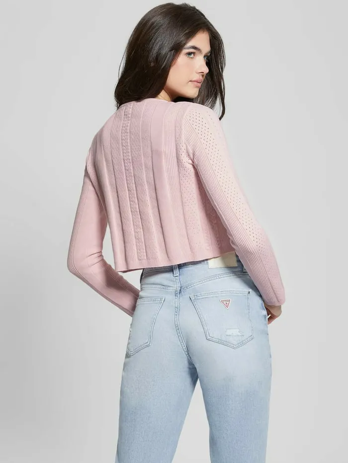 Women Tops GUESS Cecilia Crop Cardigan Low Key Pink