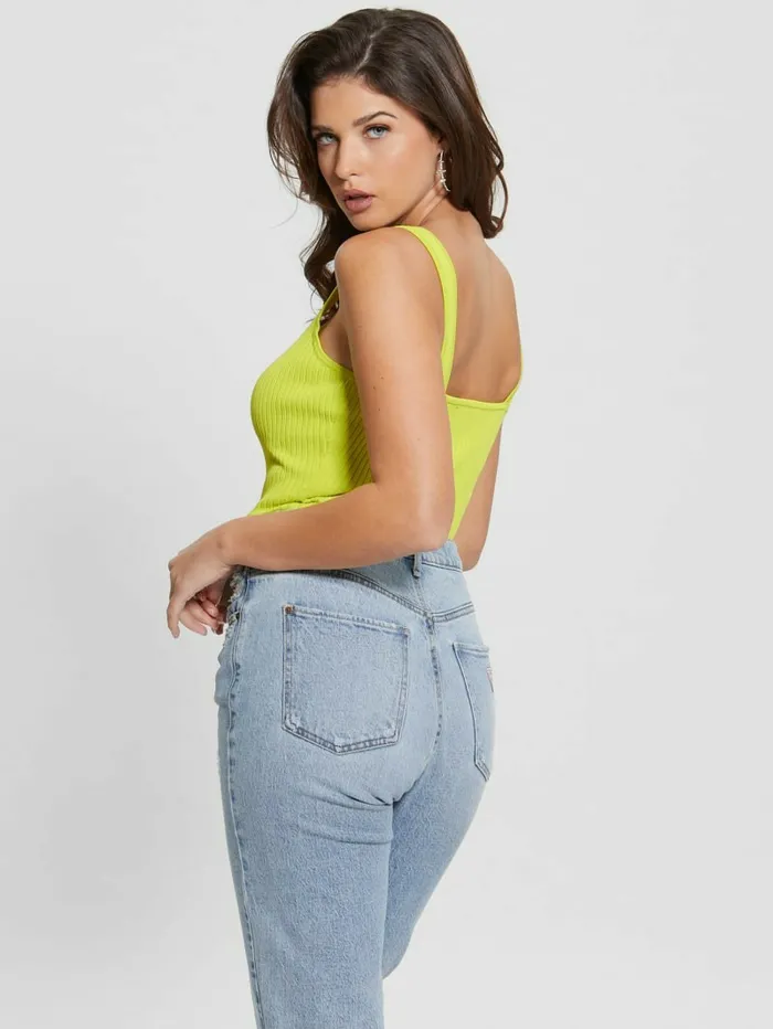 Women Tops GUESS Kaylee Hook and Eye Bodysuit Acid Bite Women Tops GUESS Kaylee Hook and Eye Bodysuit Acid Bite
