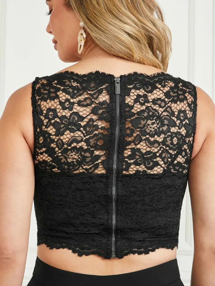 Women Tops GUESS Vesper Lace Corset Top Black Women Tops GUESS Vesper Lace Corset Top Black