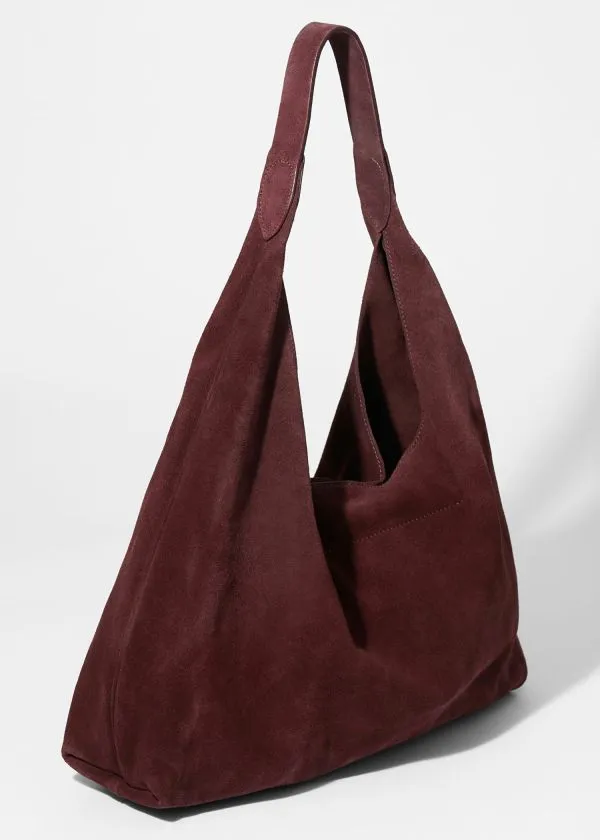 Women Tote Bags and Other Stories Large Suede Tote Bag Burgundy Suede