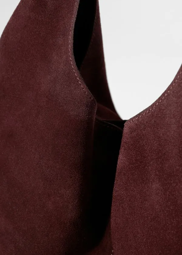Women Tote Bags and Other Stories Large Suede Tote Bag Burgundy Suede