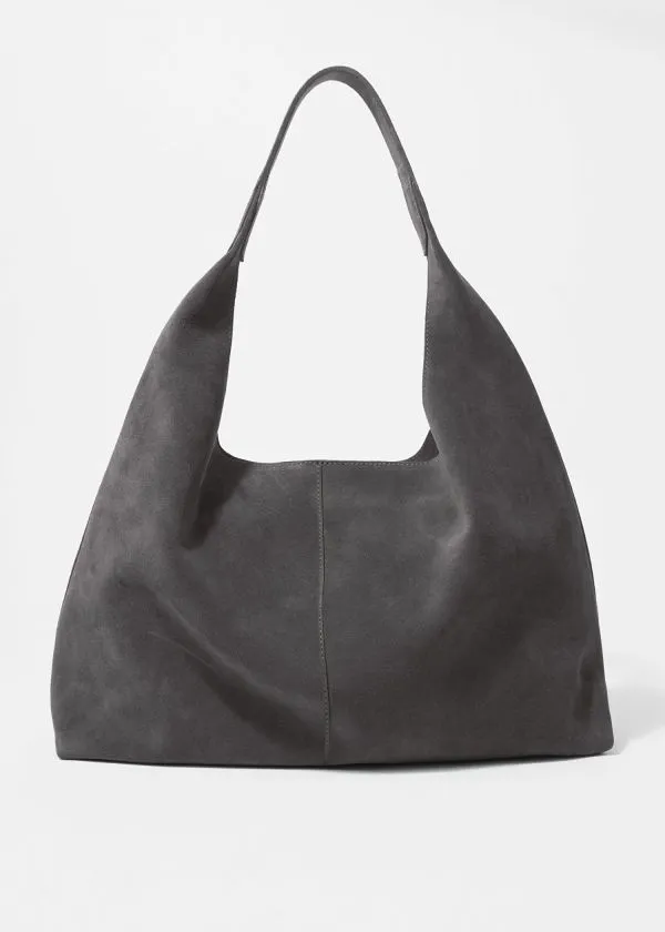 Women Tote Bags and Other Stories Large Suede Tote Bag Dark Grey