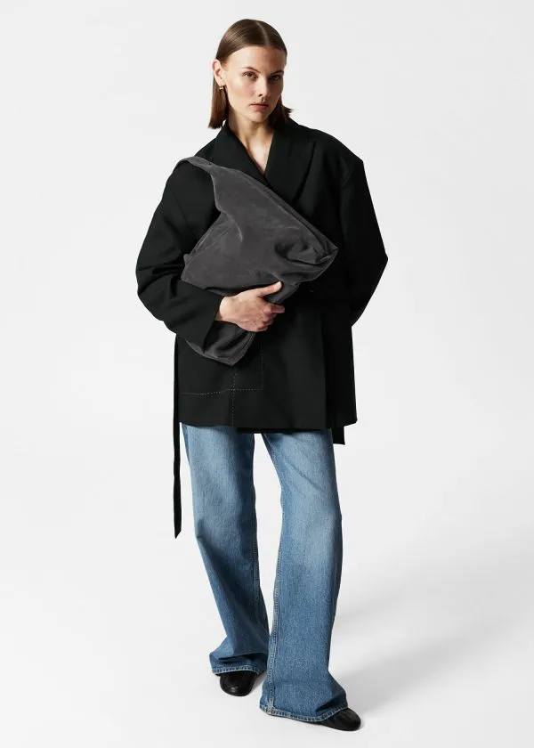 Women Tote Bags and Other Stories Large Suede Tote Bag Dark Grey