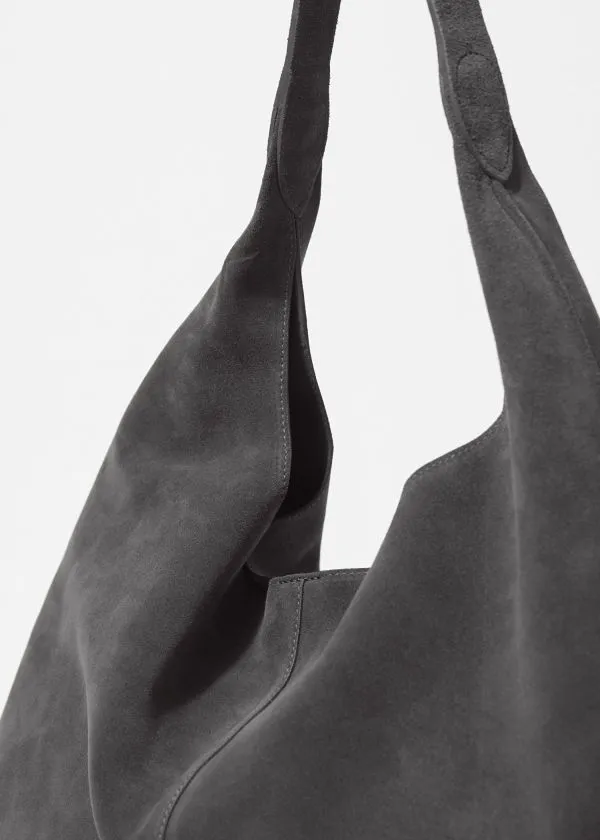Women Tote Bags and Other Stories Large Suede Tote Bag Dark Grey