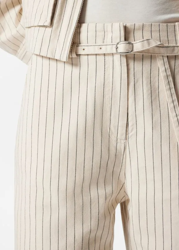 Women Trousers and Other Stories BuckleBelt Trousers Cream Pinstripe