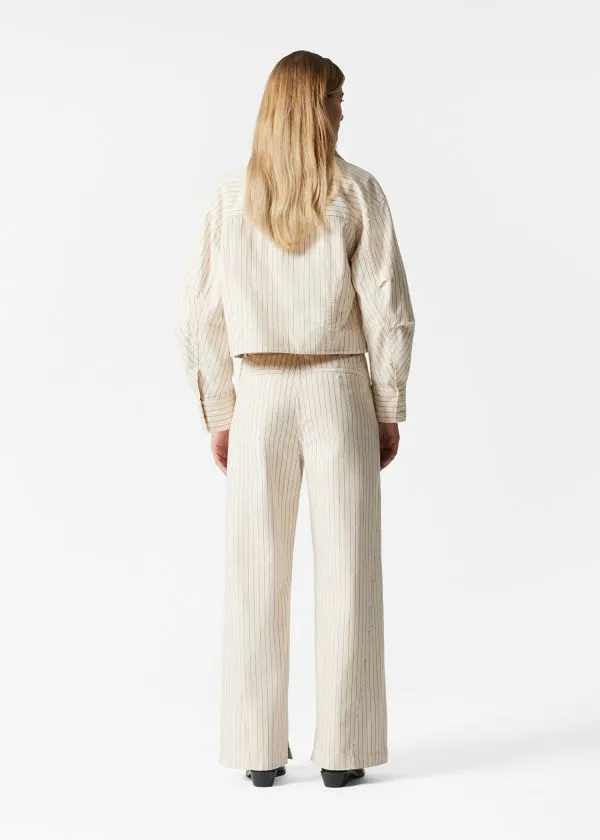 Women Trousers and Other Stories BuckleBelt Trousers Cream Pinstripe