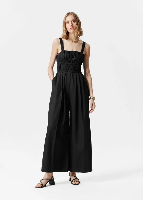 Women Trousers and Other Stories Wide Sleeveless Jumpsuit Black