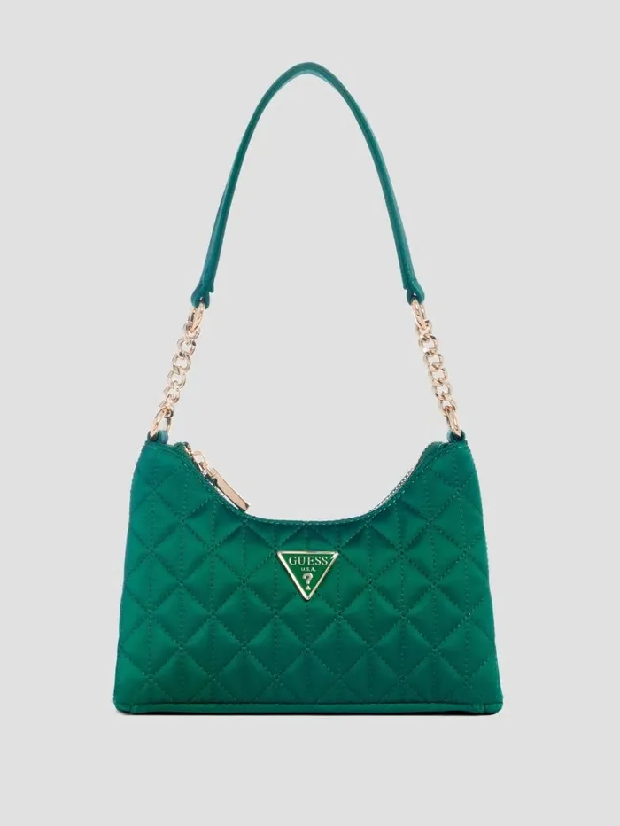Women Velina Quilted Satin Mini Shoulder Bag BleuEmerson Wash Handbags GUESS