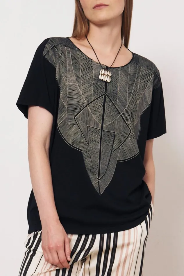 Women Vintage Fleece Black Kibo Tee Raquel Allegra Tops