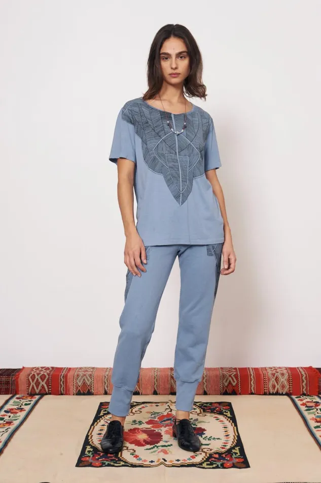 Women Vintage Fleece French Blue Kibo Tee Raquel Allegra Tops