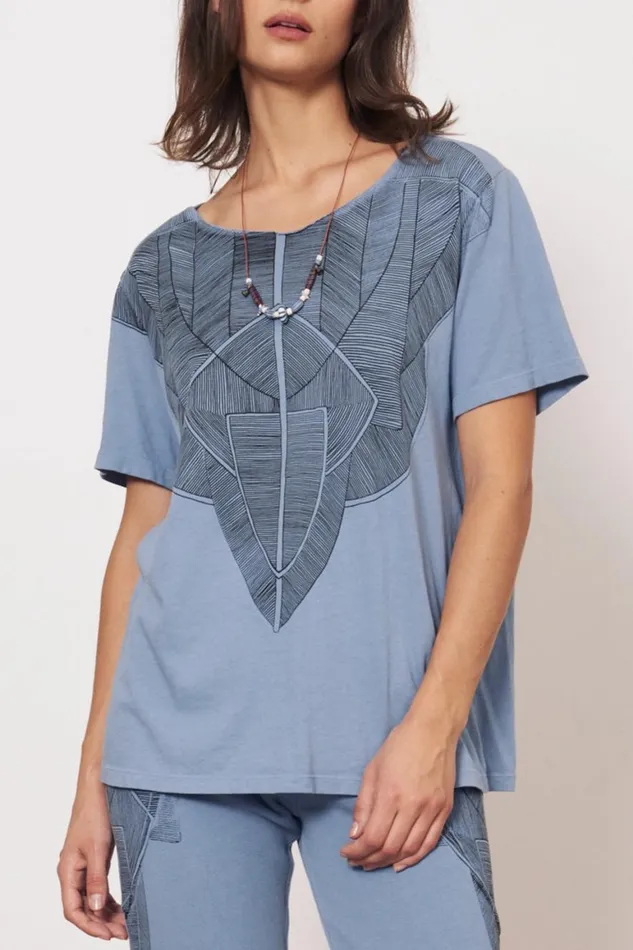 Women Vintage Fleece French Blue Kibo Tee Raquel Allegra Tops