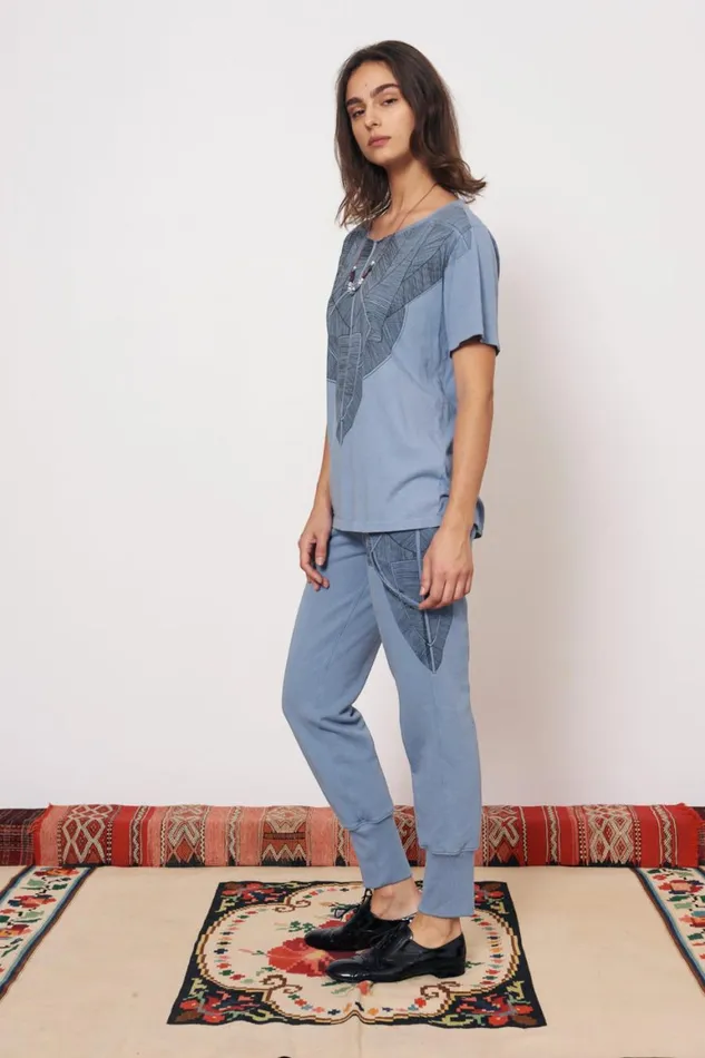 Women Vintage Fleece French Blue Kibo Tee Raquel Allegra Tops