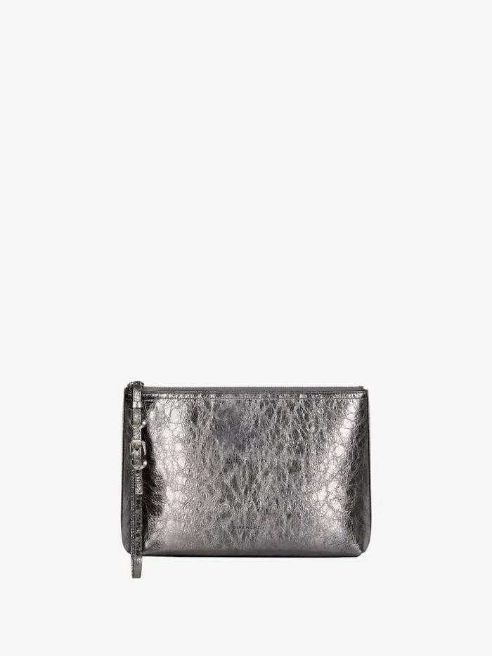Women Wallets and Card Holders Givenchy Voyou Pouch In Laminated Leather Silvery Grey Women Wallets and Card Holders Givenchy Voyou Pouch In Laminated Leather Silvery Grey