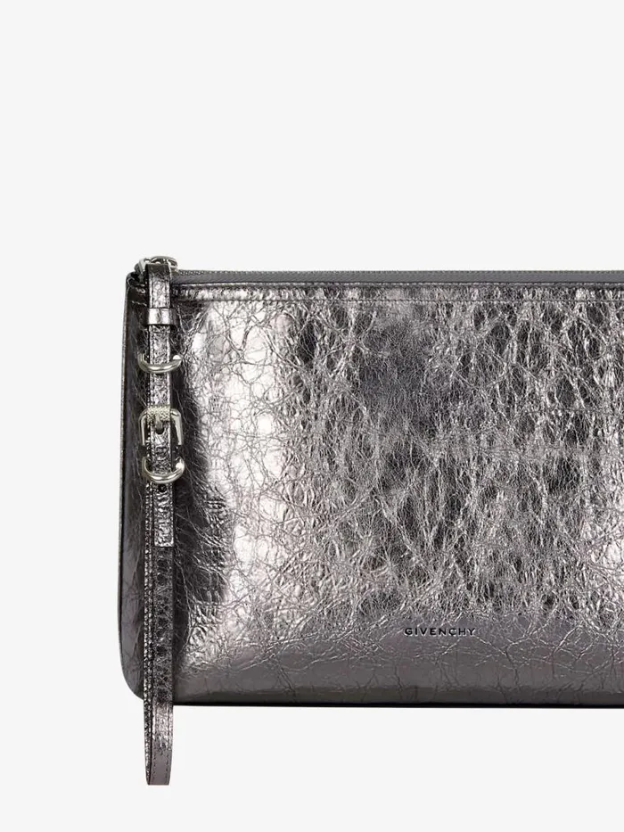 Women Wallets and Card Holders Givenchy Voyou Pouch In Laminated Leather Silvery Grey Women Wallets and Card Holders Givenchy Voyou Pouch In Laminated Leather Silvery Grey