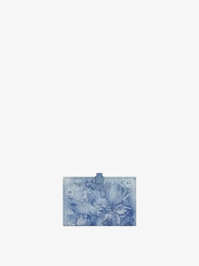 Women Wallets and Card Holders Givenchy Voyou Wallet In Washed Embroidered Denim Medium Blue