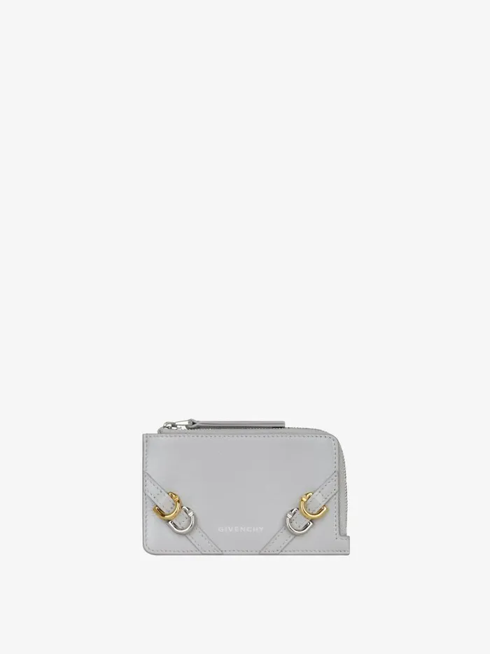 Women Wallets and Card Holders Givenchy Voyou Zipped Card Holder In Leather Light Grey Women Wallets and Card Holders Givenchy Voyou Zipped Card Holder In Leather Light Grey