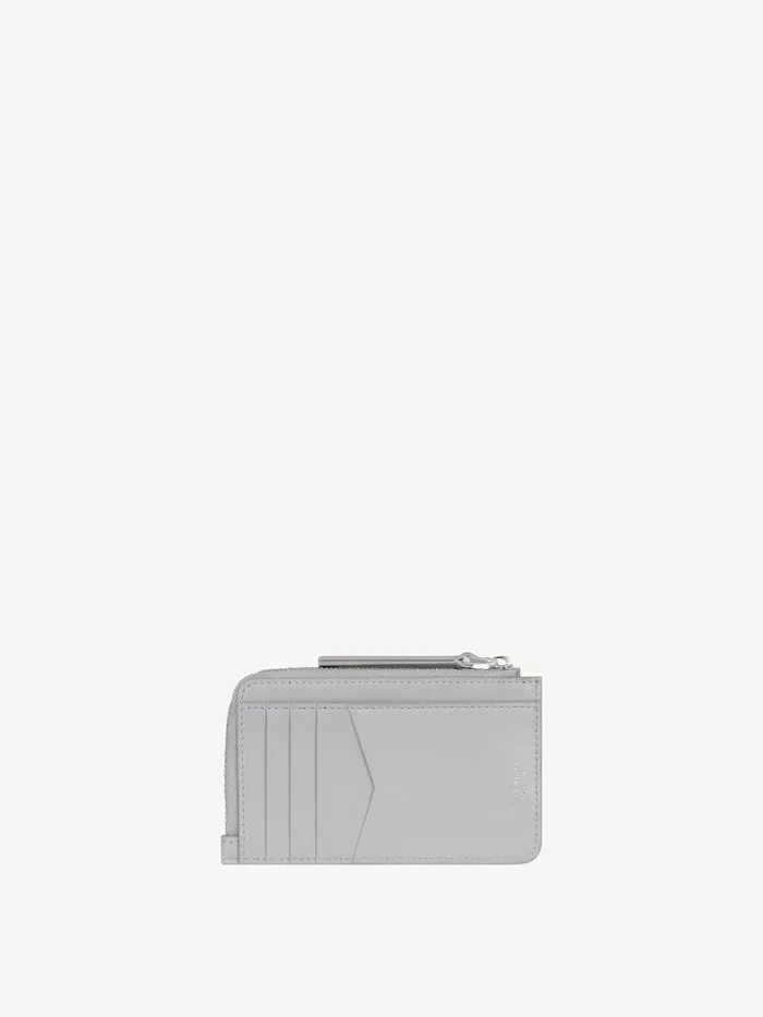Women Wallets and Card Holders Givenchy Voyou Zipped Card Holder In Leather Light Grey