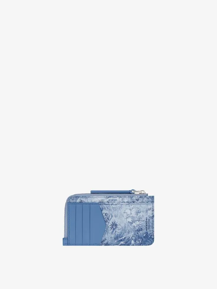 Women Wallets and Card Holders Givenchy Voyou Zipped Card Holder In Washed Embroidered Denim Medium Blue Women Wallets and Card Holders Givenchy Voyou Zipped Card Holder In Washed Embroidered Denim Medium Blue