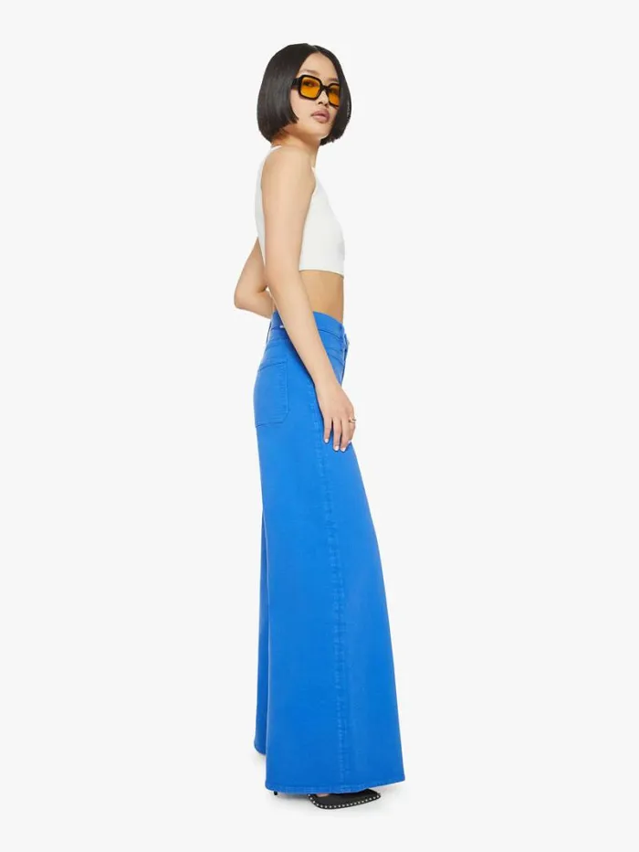 Women Wide Leg Mother Denim Petites The Lil039 Patch Pocket Undercover Sneak Wash Snorkel Blue