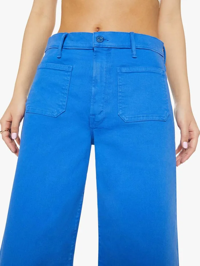 Women Wide Leg Mother Denim Petites The Lil039 Patch Pocket Undercover Sneak Wash Snorkel Blue