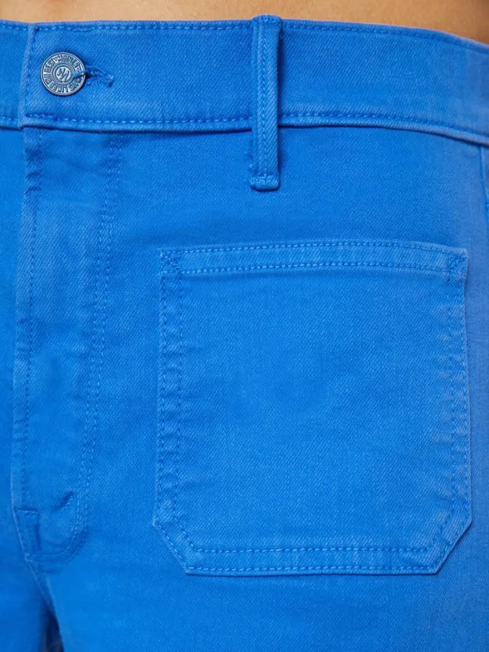 Women Wide Leg Mother Denim Petites The Lil039 Patch Pocket Undercover Sneak Wash Snorkel Blue