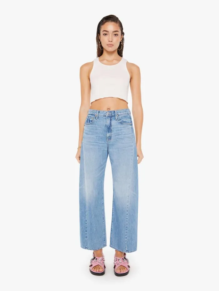 Women Wide Leg Mother Denim The HalfPipe Flood Wash Material Girl