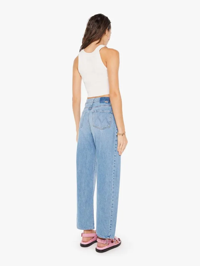 Women Wide Leg Mother Denim The HalfPipe Flood Wash Material Girl