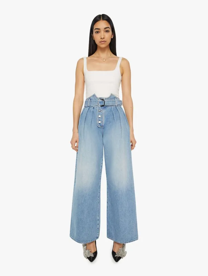 Women Wide Leg Mother Denim The High Point Pouty Skimp Wash Unholy Roller