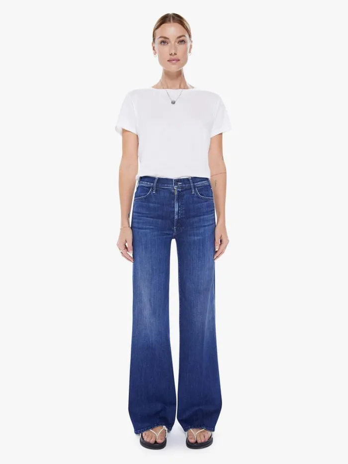 Women Wide Leg Mother Denim The Hustler Roller Sneak Wash Heirloom