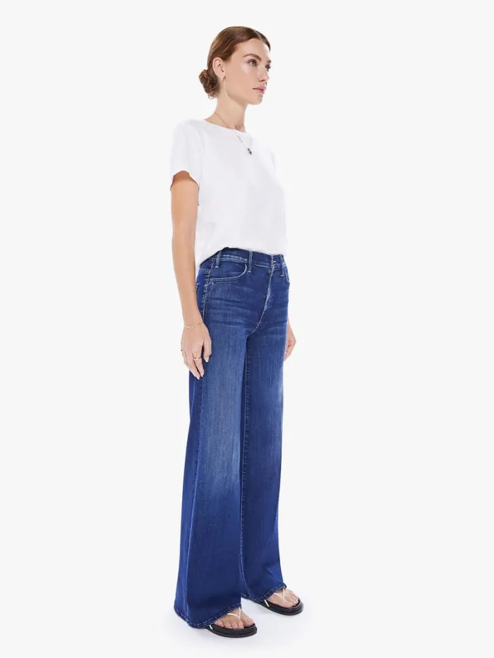 Women Wide Leg Mother Denim The Hustler Roller Sneak Wash Heirloom