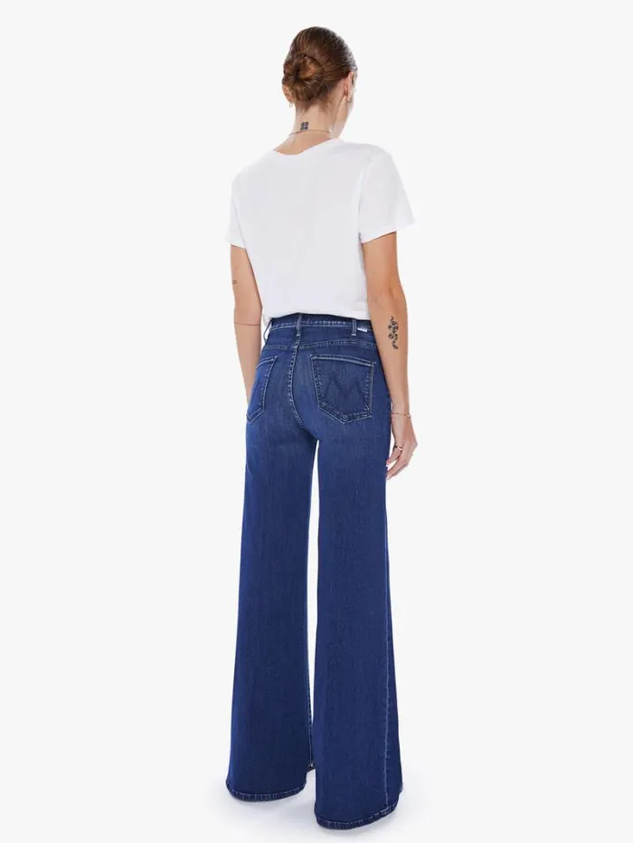 Women Wide Leg Mother Denim The Hustler Roller Sneak Wash Heirloom