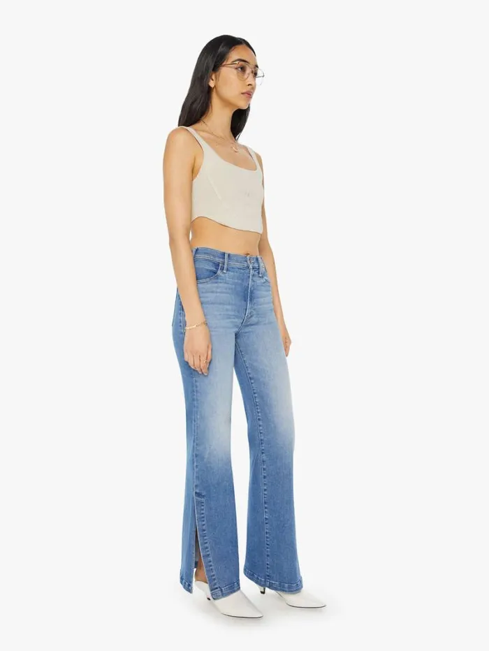 Women Wide Leg Mother Denim The Hustler Sidewinder Wash Enjoy The Ride