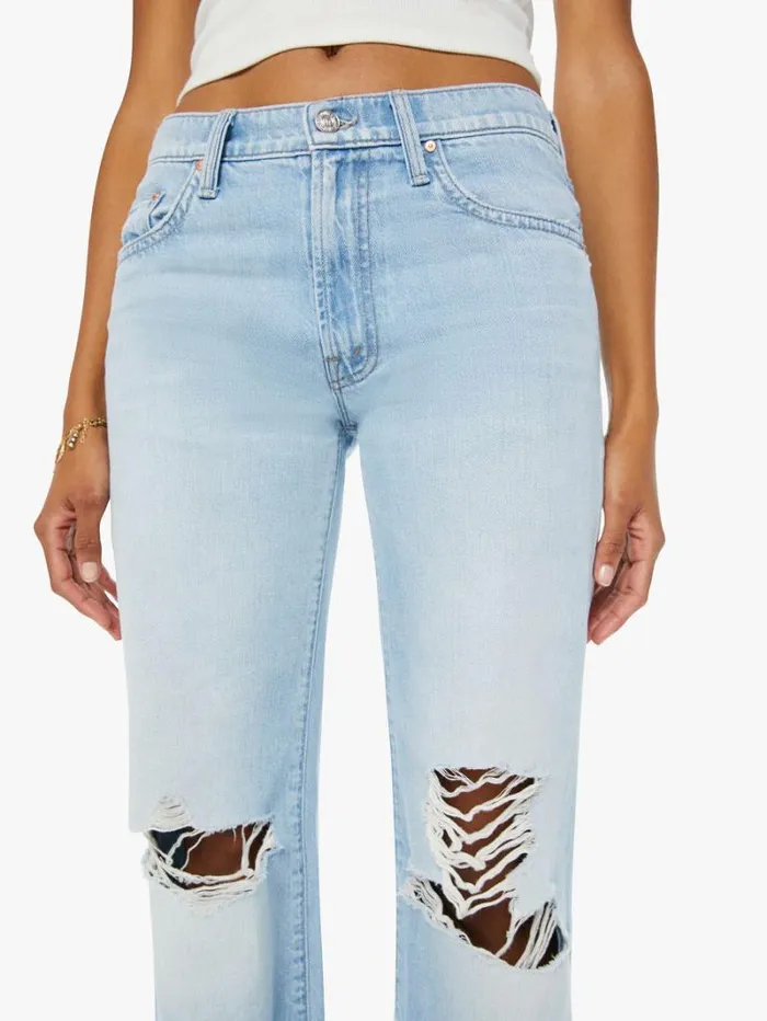 Women Wide Leg Mother Denim The Mid Rise Rambler Zip Flood Wash Ripped Off Women Wide Leg Mother Denim The Mid Rise Rambler Zip Flood Wash Ripped Off