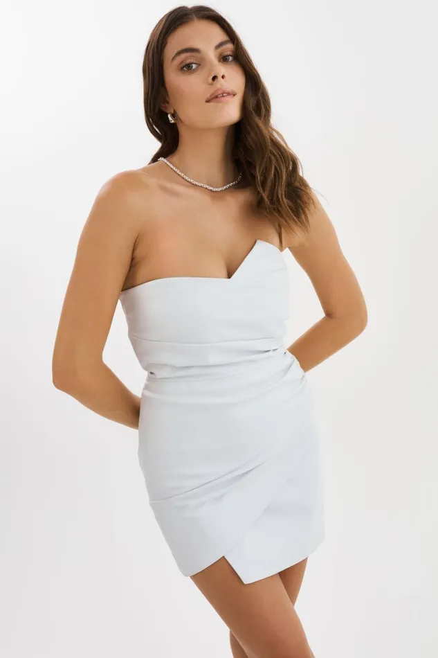 Women XANDRA Strapless Leather Dress White LAMARQUE Dresses