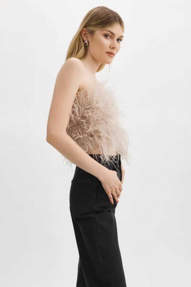 Women ZAINA Feather Bustier Feather Pink LAMARQUE Tops Women ZAINA Feather Bustier Feather Pink LAMARQUE Tops